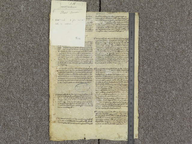 Portefeuille in-folio renfermant divers fragments, parchemin et papier