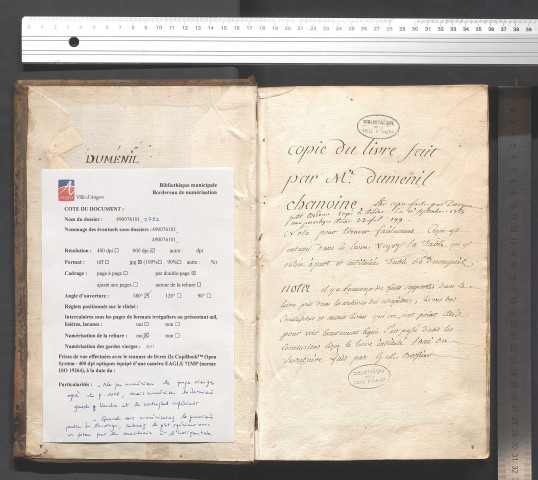 « Statuts et conclusions tirés des registres du chapitre d'Angers », par Dumesnil, chanoine