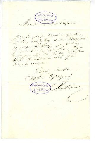 Correspondance de Dufresnay avec Pierre-Jean David d'Angers