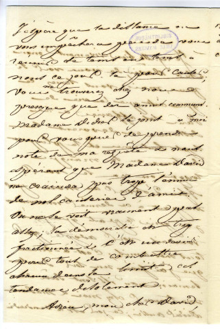 Correspondance de l'écrivain suisse Charles Didier avec Pierre-Jean David d'Angers