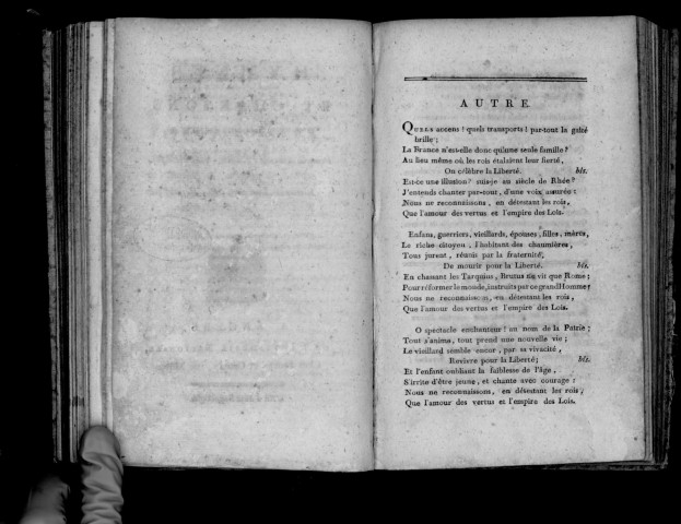 Hymnes et chansons patriotiques, pour la fête de l'Etre-Suprême, célébrée à Angers, le Décadi 20 Prairial, l'an 2me. de la République française, une et indivisible.