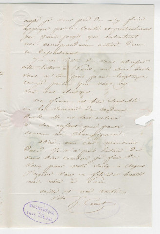 Correspondance de Lazare Hippolyte Carnot [à Pierre-Jean David d'Angers]