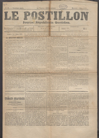 Le postillon. 5 mars 1884 (2e année, n° 63)
