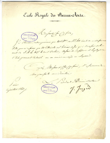 Correspondance de Ingres [à Pierre-Jean David d'Angers]