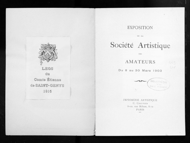 5e Exposition de la Société artistique des amateurs, du 8 au 30 mars 1903
