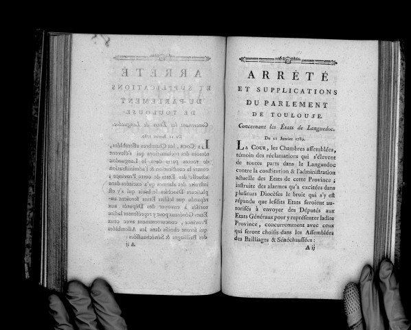 Arrêté et supplications du Parlement de Toulouse concernant les Etats du Languedoc