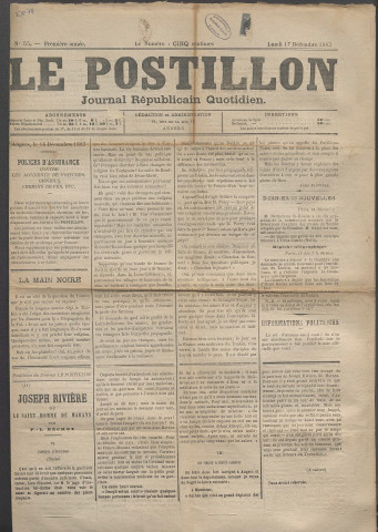 Le postillon. 17 déc. 1883 (1re année, n° 55)