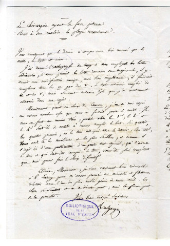 Correspondance de Malgaigne [à Pierre-Jean David d'Angers]
