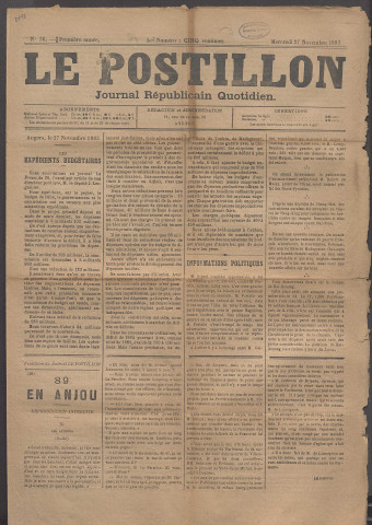 Le postillon. 27 [i.e. 28] nov. 1883 (1re année, n° 36)
