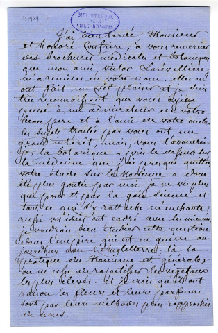 Correspondance de Guépin, docteur d'Angers [à Gubler]