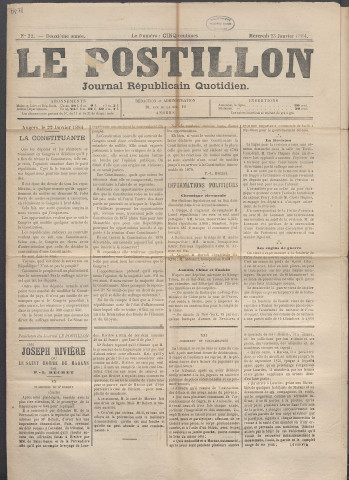 Le postillon. 23 janv. 1884 (2e année, n° 22)