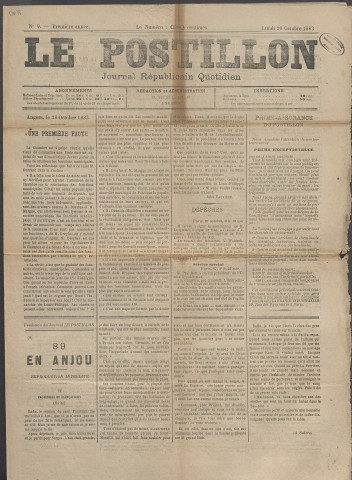 Le postillon. 29 oct. 1883 (1re année, n° 9)