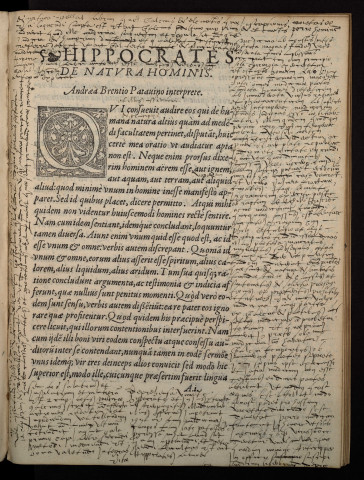 Hippocrates de natura hominis, Andraea Brentio Patavino interprete