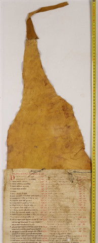 Cartulaire de l'abbaye de Notre-Dame du Ronceray, en six rouleaux opisthographes.« Sextus rotulus »: longueur 5,400 m. Soixante-seize chartes, table en tête. La première peau est en mauvais état.