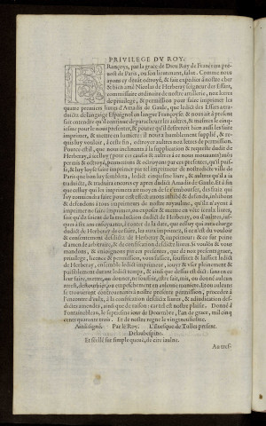 Le cinquiesme livre de Amadis de Gaule, contenant partie des faistz chevalereux d'Esplandian son filz, & aultres : mis en Françoys par le Seigneur des Essars Nicolas de Herberay, commissaire ordinaire de l'artillerie du Roy