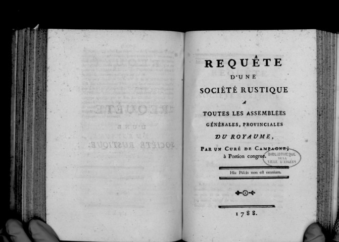 Requête d'une Société rustique à toutes les assemblées générales du royaume, par un curé de campagne à portion congrue