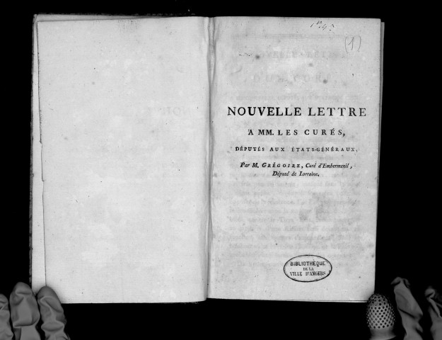Nouvelle lettre d'un curé à ses confrères députés aux Etats-Généraux, par M. Grégoire