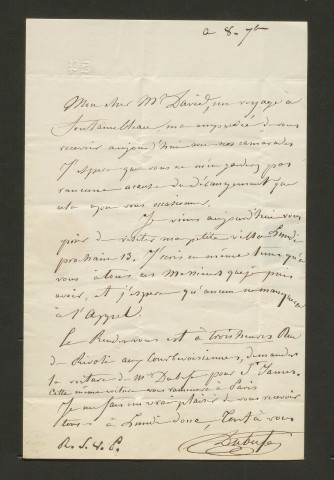 Correspondance passive de Pierre-Jean David d'Angers provenant de la collection d'André Bruel. Dossier 2, Lettres autographes de Claude-Marie Dubufe, Jean-Baptiste Paulin Guérin et Emile Signol à David d'Angers