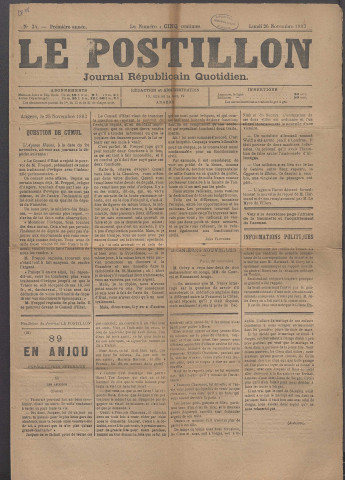 Le postillon. 26 nov. 1883 (1re année, n° 34)