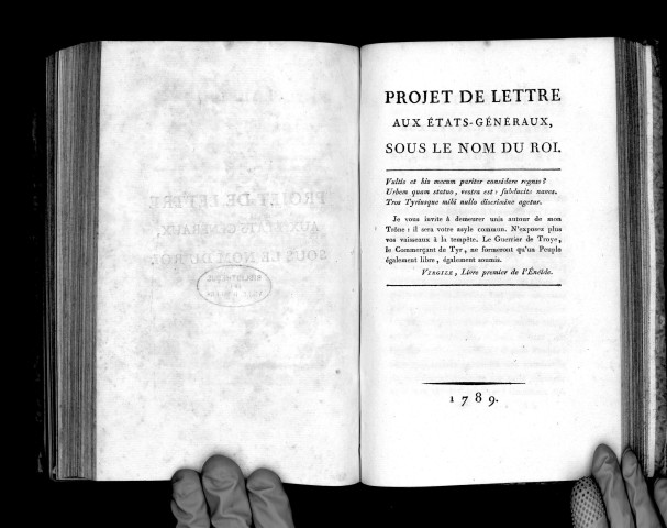 Projet de lettre aux Etats-Généraux sous le nom du roi