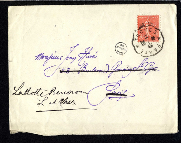 Lettre de Bernard Naudin à Jean Huré