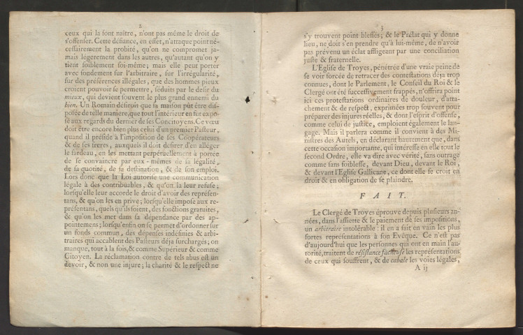 Mémoire à consulter, requeste à l'assemblée générale du clergé de France ; et consultation pour les doyen, chanoines & chapitre de l'église de Troyes, & un grand nombre de curés du même diocèse, adhérans à leur réclamation