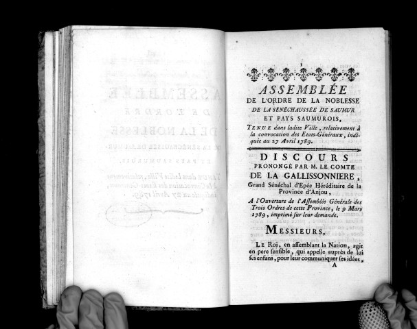 Assemblée de l'ordre de la noblesse de la sénéchaussée de Saumur et pays saumurois du 27 avril 1789