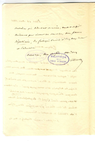 Correspondance de Ducoux avec Pierre-Jean David d'Angers