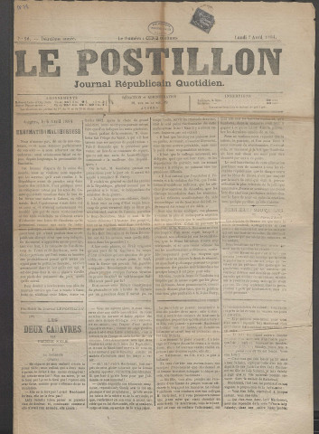 Le postillon. 7 avril 1884 (2e année, n° 96)