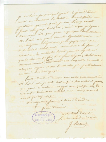 Correspondance de Jean Reboul adressée à Pierre Jean David d'Angers et son épouse