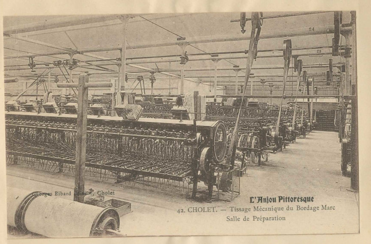 L'Anjou Pittoresque. 42. Cholet. Tissage mécanique du Bordage Marc. Salle de Préparation