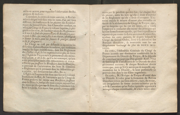 Mémoire à consulter, requeste à l'assemblée générale du clergé de France ; et consultation pour les doyen, chanoines & chapitre de l'église de Troyes, & un grand nombre de curés du même diocèse, adhérans à leur réclamation