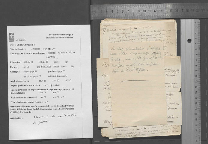 [Notes concernant le Guide-Anjou 1900]