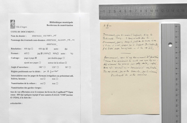 A Eva / Doucement, avec des mains d'enfant, tirez la...