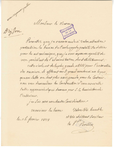 Brisson, vice-président de l'école royale de dessin pour les arts mécaniques