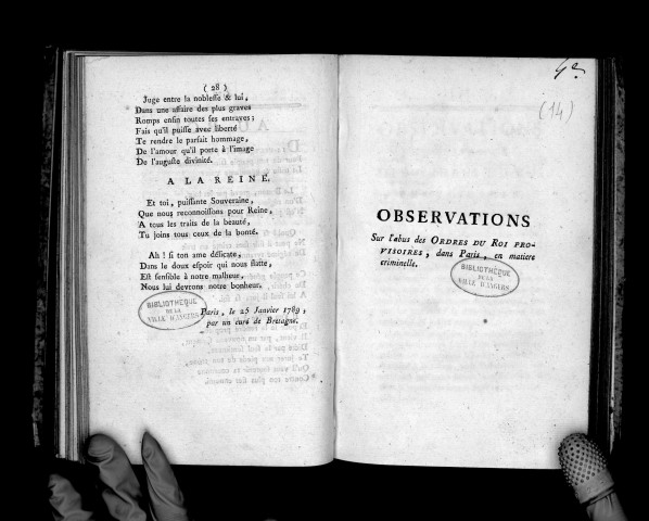 Observations sur l'abus des ordres du roi provisoires, dans Paris, en matière criminelle