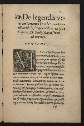 Divi Basilii Magni de instituenda studiorum ratione, et quae utilitas capi queat ex Gentilium librorum lectione oratio paraenetica ad nepotes suos