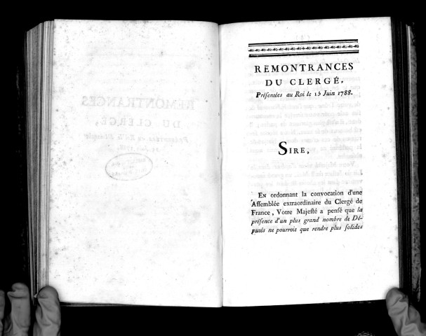 Remontrances du clergé présentées au roi le 15 juin 1788