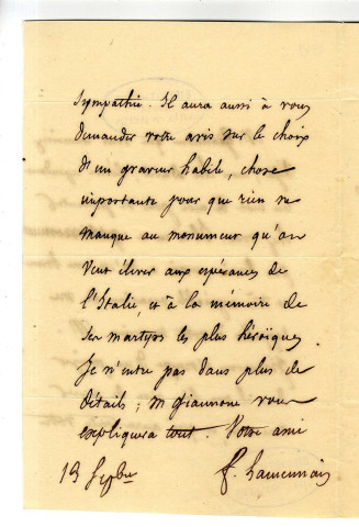 Correspondance de La Mennais [à Pierre-Jean David d'Angers]