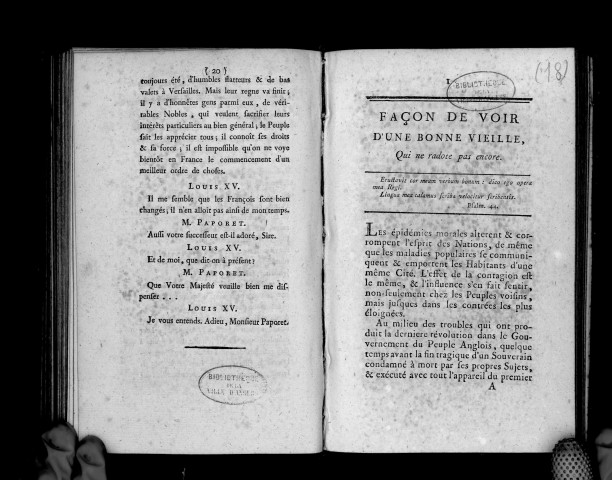 Façon de voir d'une bonne vieille qui ne radote pas encore