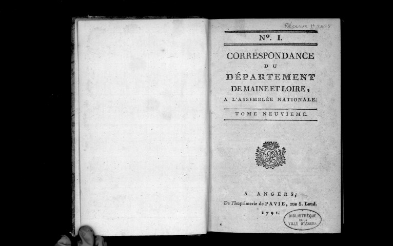 Correspondance du département de Maine-et-Loire, à l'Assemblée Nationale. Tome neuvième