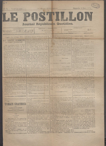 Le postillon. 16 mars 1884 (2e année, n° 74)