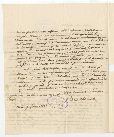 Correspondance de Henri Ducrotay de Blainville [au Dr Lallemand et au Dr Frolich]