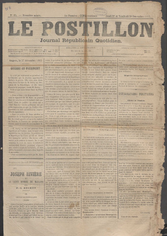 Le postillon. 27-28 déc. 1883 (1re année, n° 65)