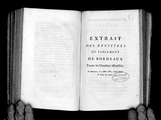 Extrait des registres du Parlement de Bordeaux