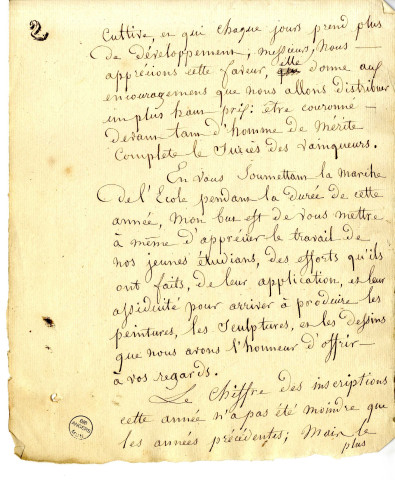 Discours de Jean-Michel Mercier, de Versailles, peintre d'histoire, aux distributions des prix de l'Ecole de dessin d'Angers dont il était directeur