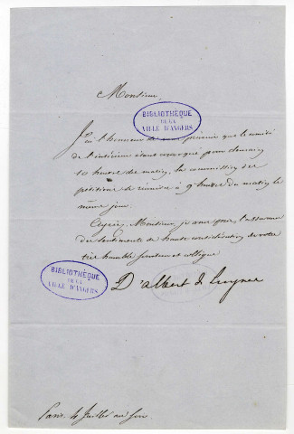 Correspondance d'Albert de Luynes [à Pierre-Jean David d'Angers]