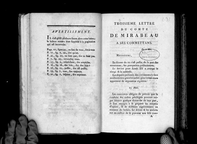 Troisième lettre du comte de Mirabeau à ses commettants