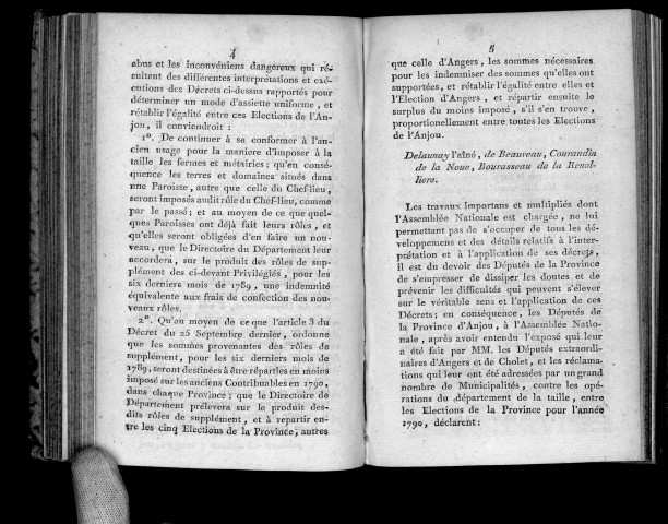 Extrait des registres des délibérations de MM. de la députation du département d'Angers à l'Assemblée nationale