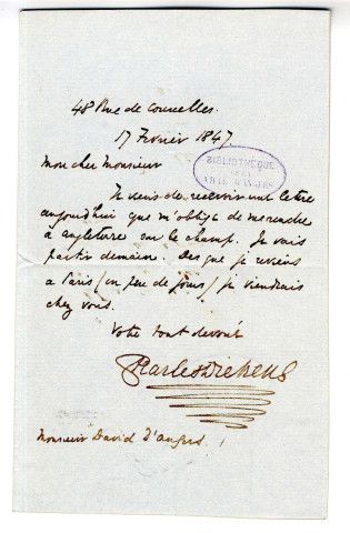 Correspondance de Charles Dickens avec Pierre-Jean David d'Angers